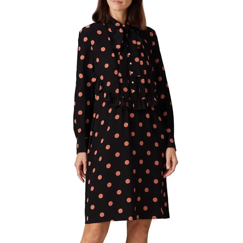 Tori Burch Rent the runway Ruffle Bow silk dress pink polka dot sz 2 $598